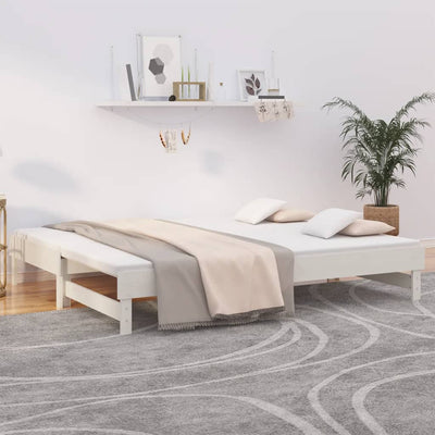daybed med udtræk 2x(100x200) cm massivt fyrretræ hvid