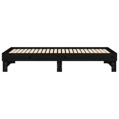 daybed med udtræk 2x(100x200) cm massivt fyrretræ sort