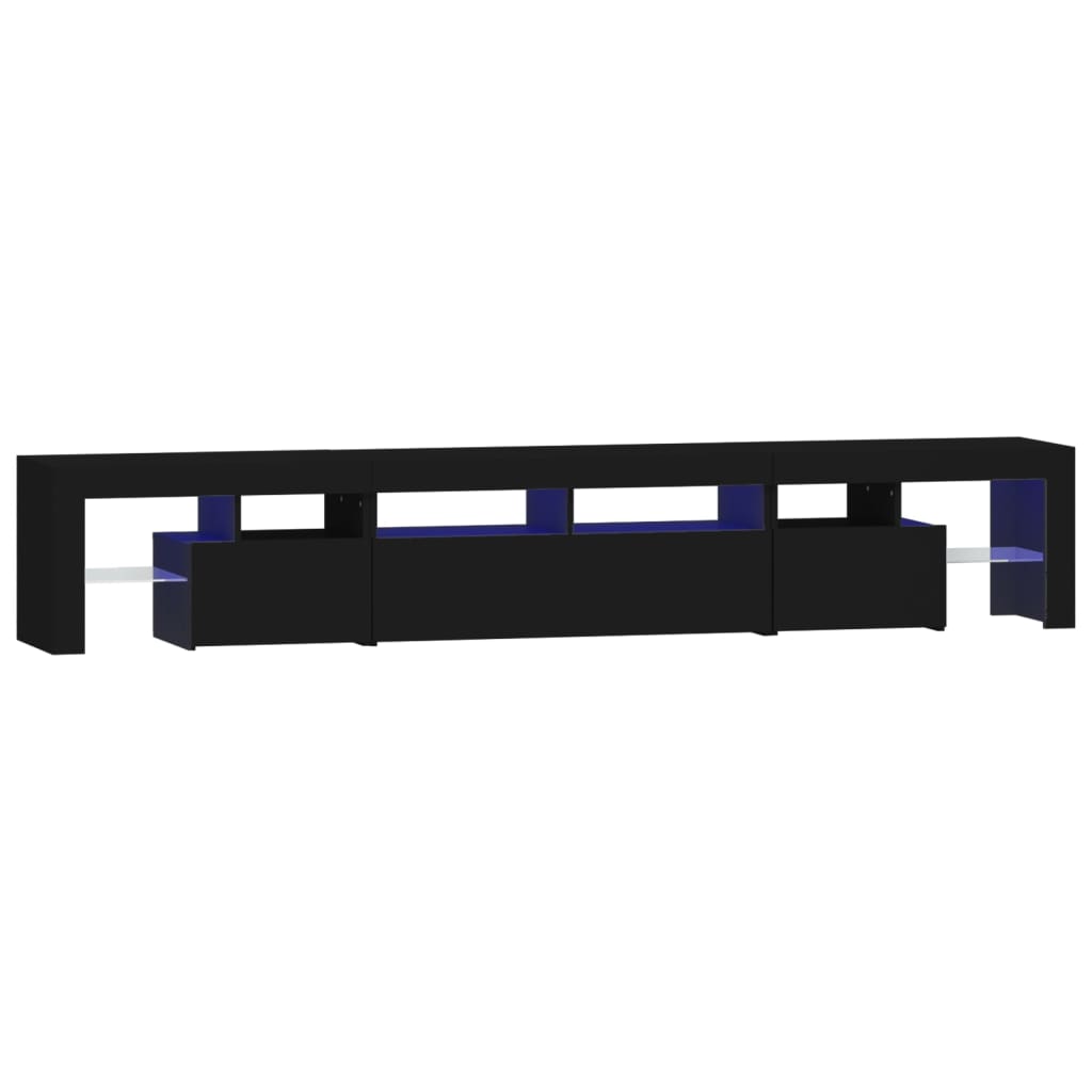 tv-skab med LED-lys 230x36,5x40 cm sort