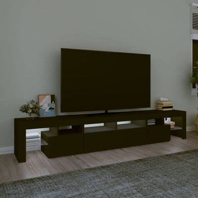 tv-skab med LED-lys 230x36,5x40 cm sort