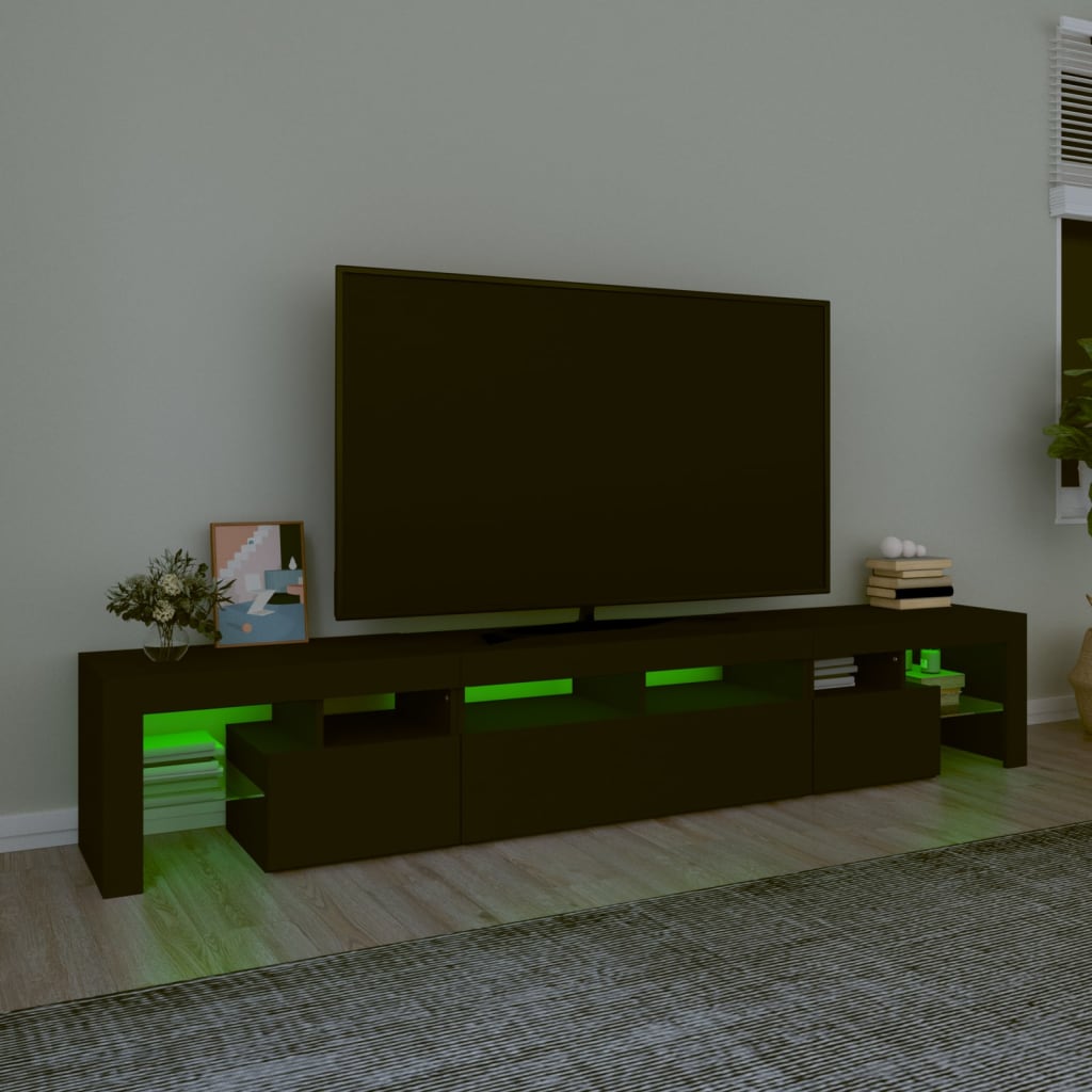 tv-skab med LED-lys 230x36,5x40 cm sort