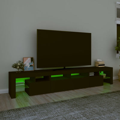 tv-skab med LED-lys 230x36,5x40 cm sort