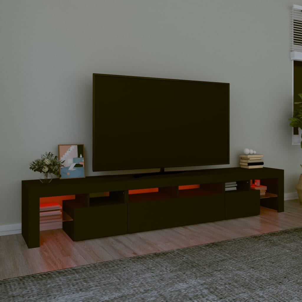 tv-skab med LED-lys 230x36,5x40 cm sort