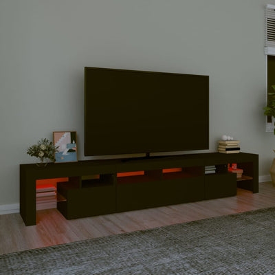 tv-skab med LED-lys 230x36,5x40 cm sort