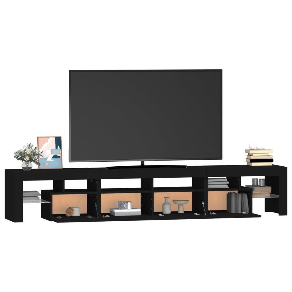 tv-skab med LED-lys 230x36,5x40 cm sort