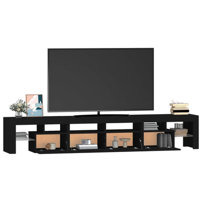 tv-skab med LED-lys 230x36,5x40 cm sort