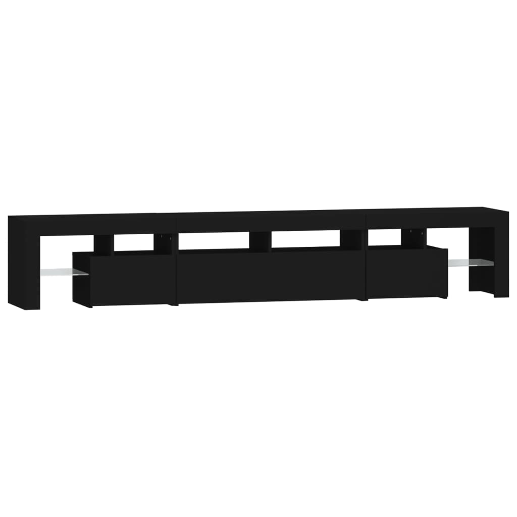 tv-skab med LED-lys 230x36,5x40 cm sort
