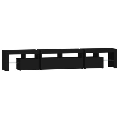 tv-skab med LED-lys 230x36,5x40 cm sort