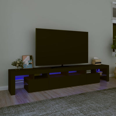 tv-skab med LED-lys 230x36,5x40 cm sort