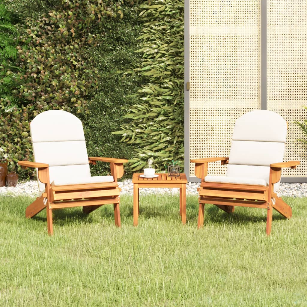 Adirondack-loungesæt til haven 3 dele massivt akacietræ