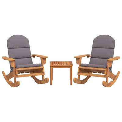 Adirondack-loungesæt til haven 3 dele massivt akacietræ