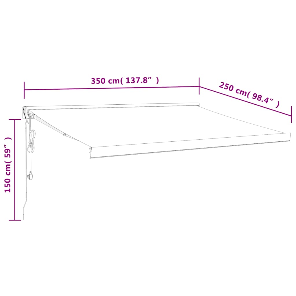 foldemarkise 3,5x2,5 m stof og aluminium blå og hvid