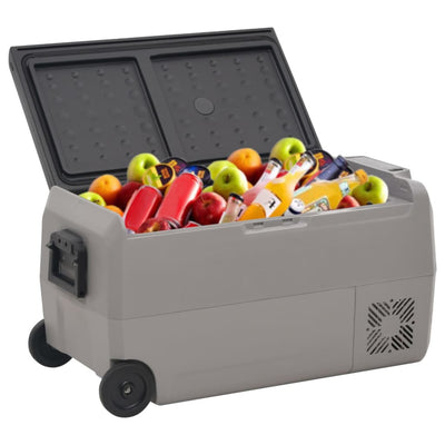køleboks med hjul og adapter 60 l PP og PE sort og grå