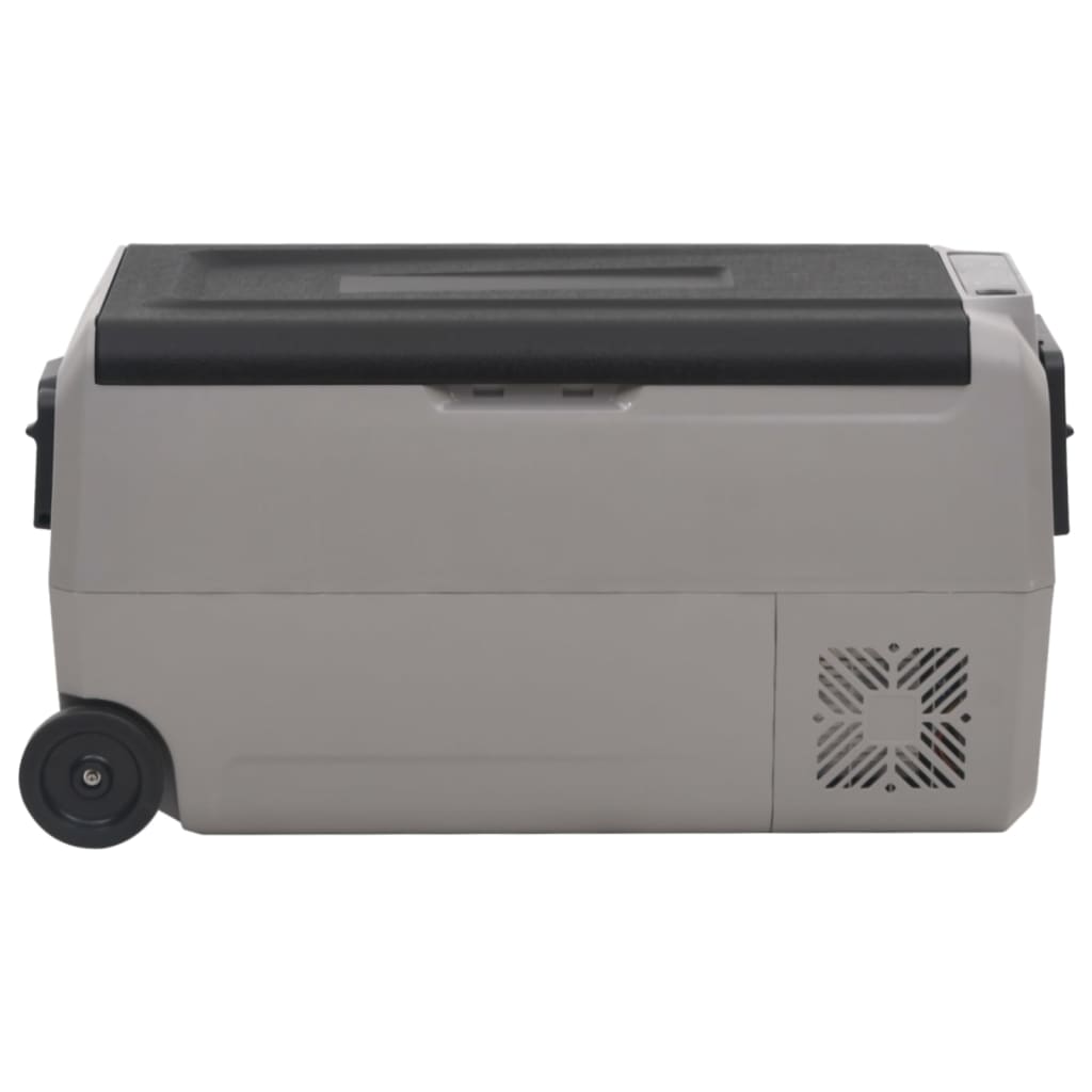 køleboks med hjul og adapter 60 l PP og PE sort og grå