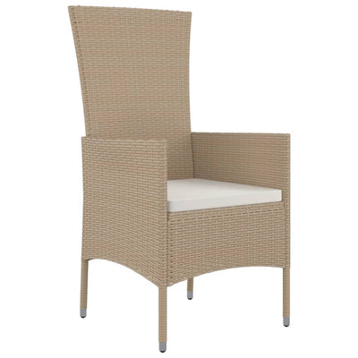 spisebordssæt til haven 9 dele med hynder polyrattan beige
