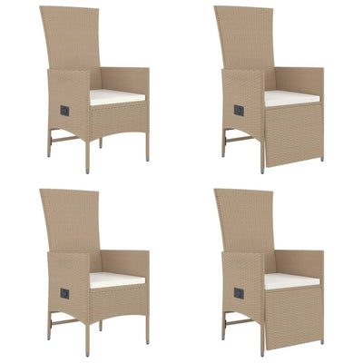 spisebordssæt til haven 5 dele med hynder polyrattan beige