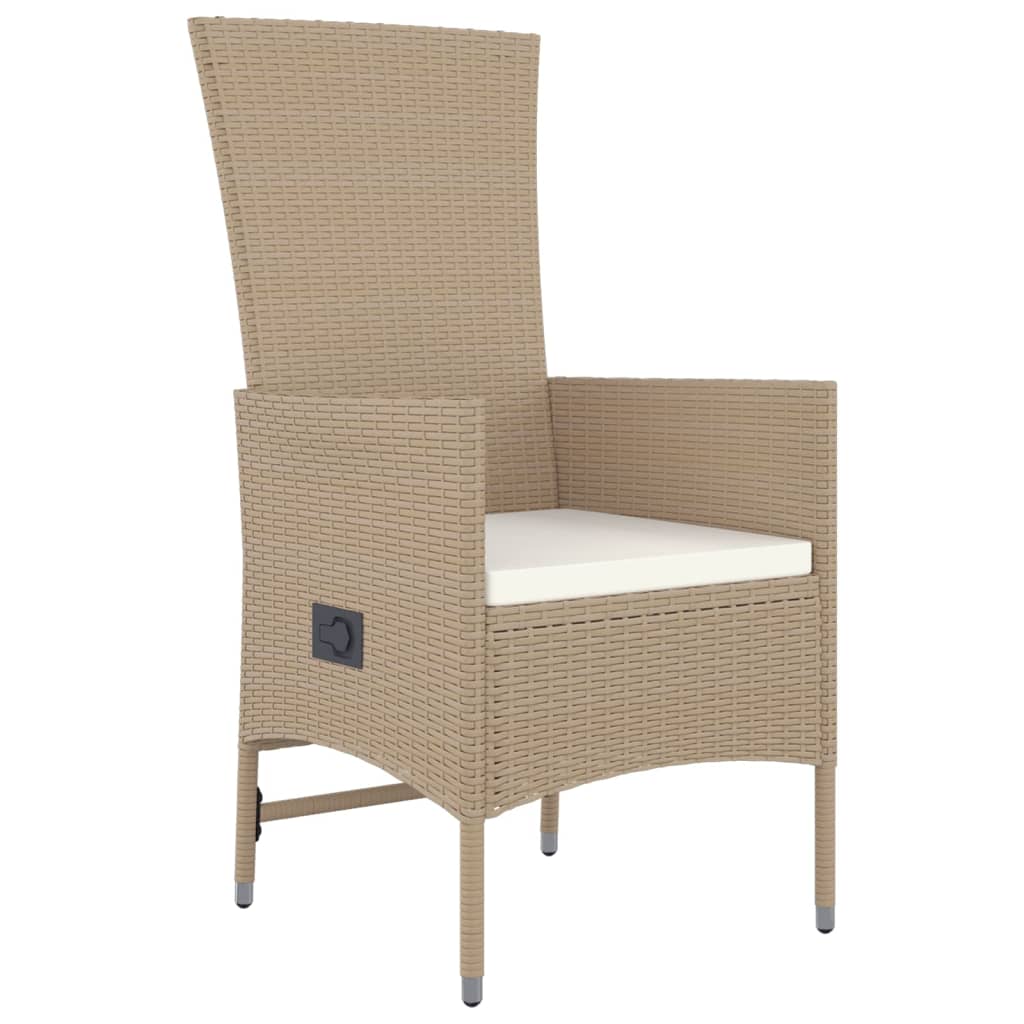 spisebordssæt til haven 5 dele med hynder polyrattan beige