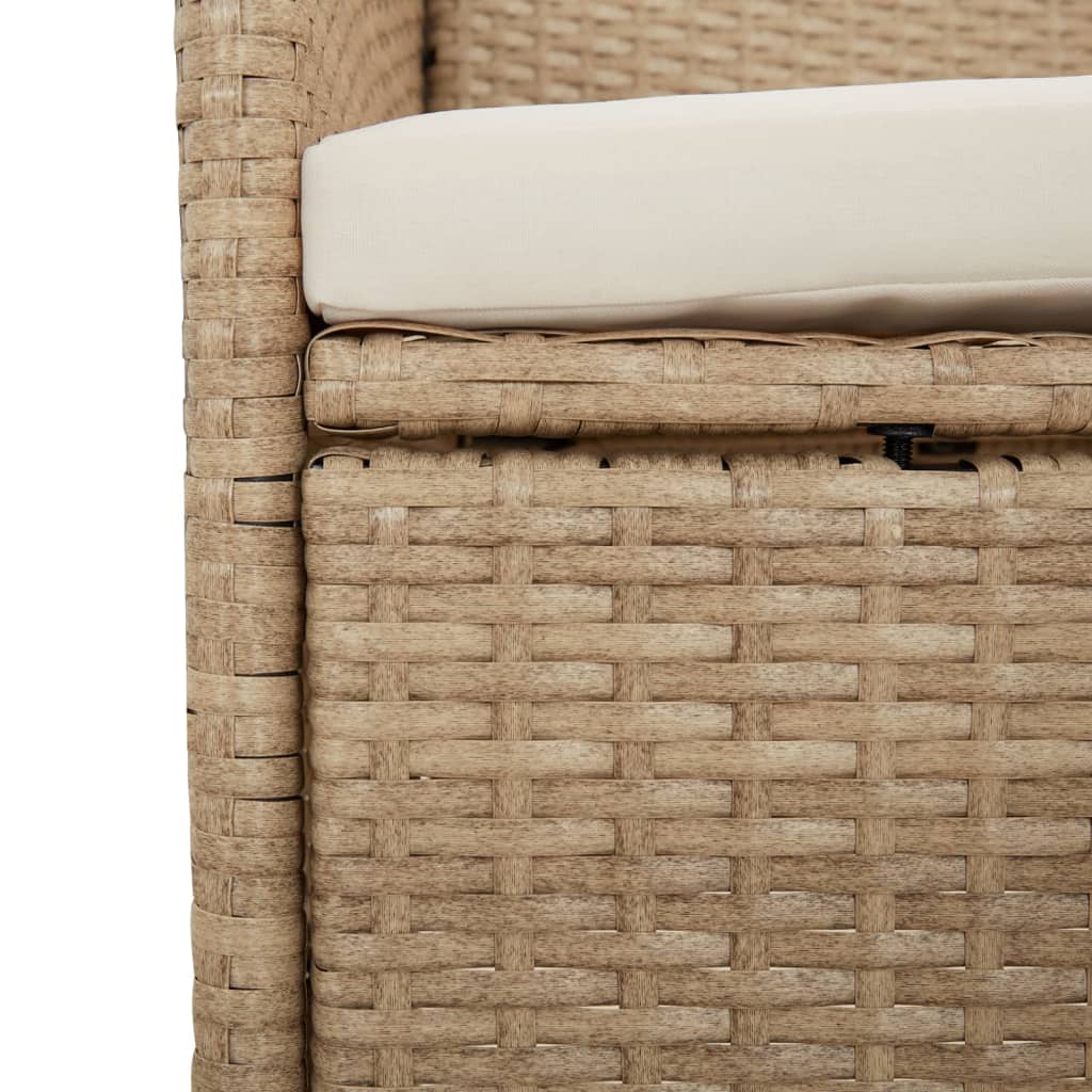 spisebordssæt til haven 5 dele med hynder polyrattan beige