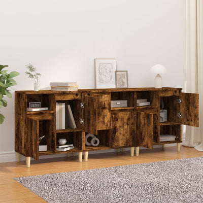 skænke 3 stk. 60x35x70 cm konstrueret træ røget egetræsfarve