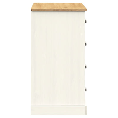 skænk med skuffer VIGO 113x40x75 cm massivt fyrretræ hvid