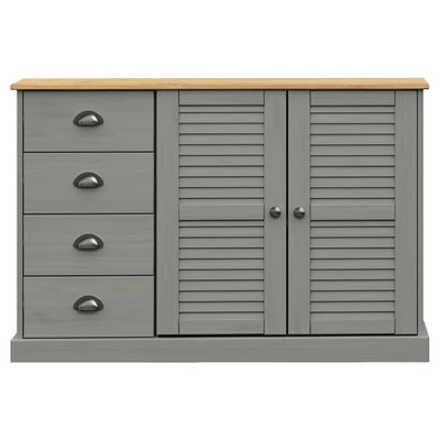 skænk med skuffer VIGO 113x40x75 cm massivt fyrretræ grå
