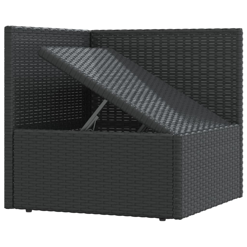 loungesæt til haven 7 dele med hynder polyrattan sort