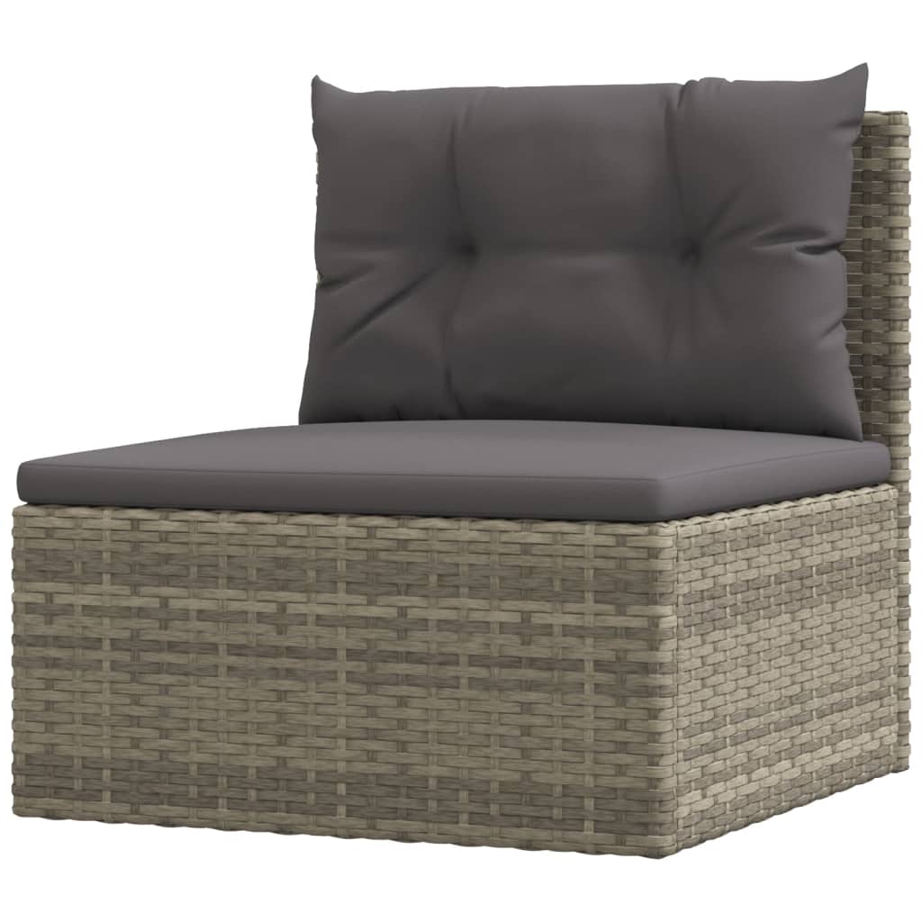 loungesæt til haven 7 dele med hynder polyrattan grå