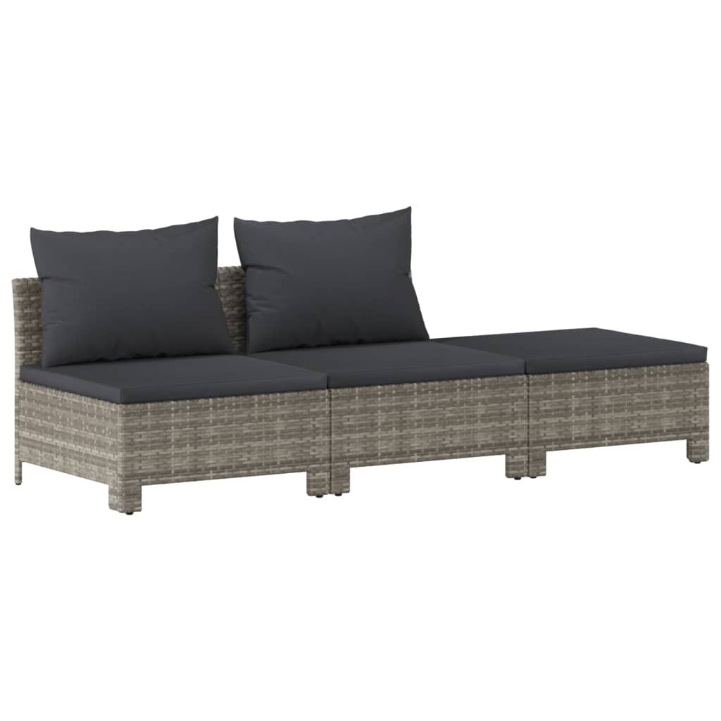 loungesæt til haven 7 dele med hynder polyrattan grå