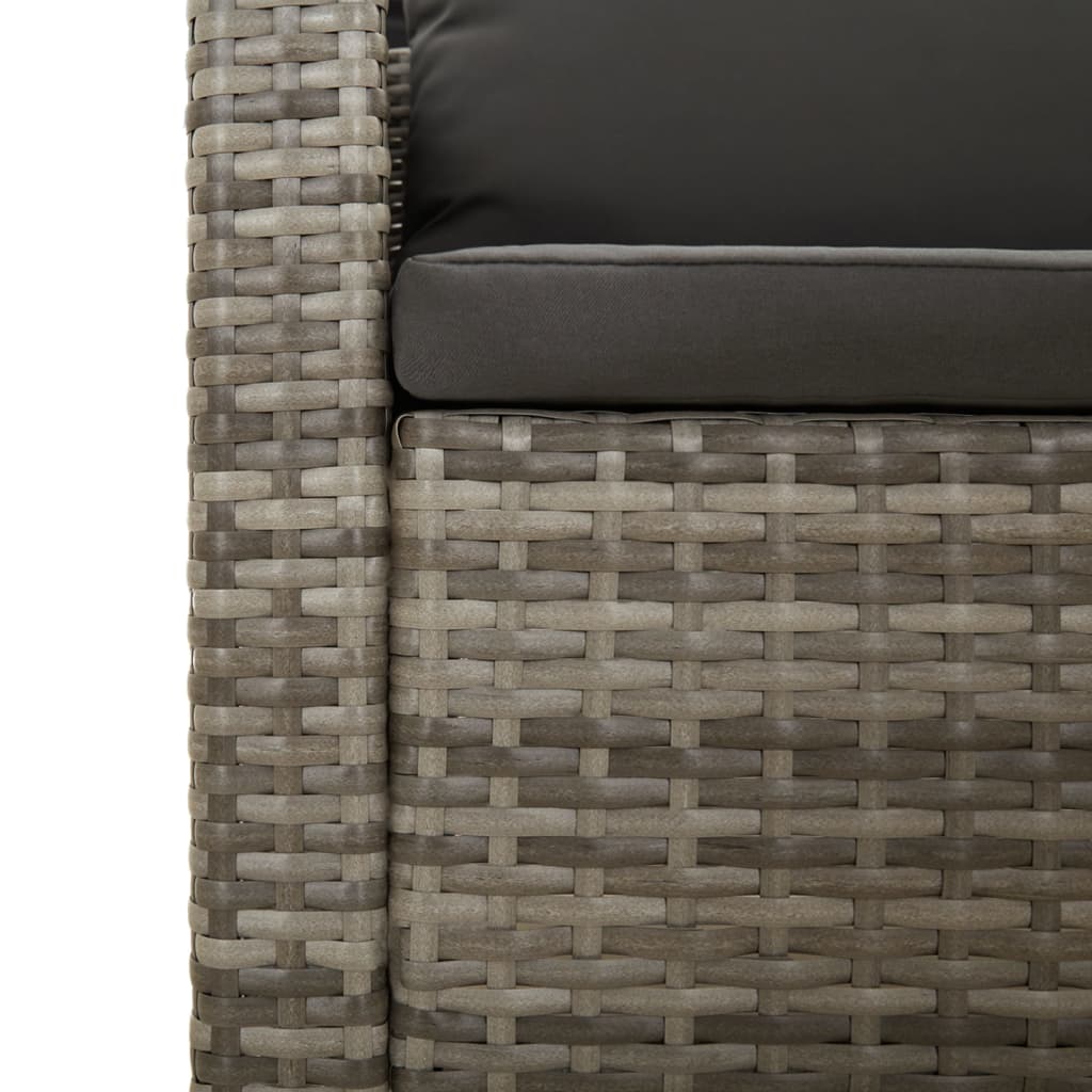 loungesæt til haven 7 dele med hynder polyrattan grå