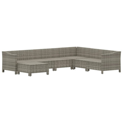 loungesæt til haven 7 dele med hynder polyrattan grå