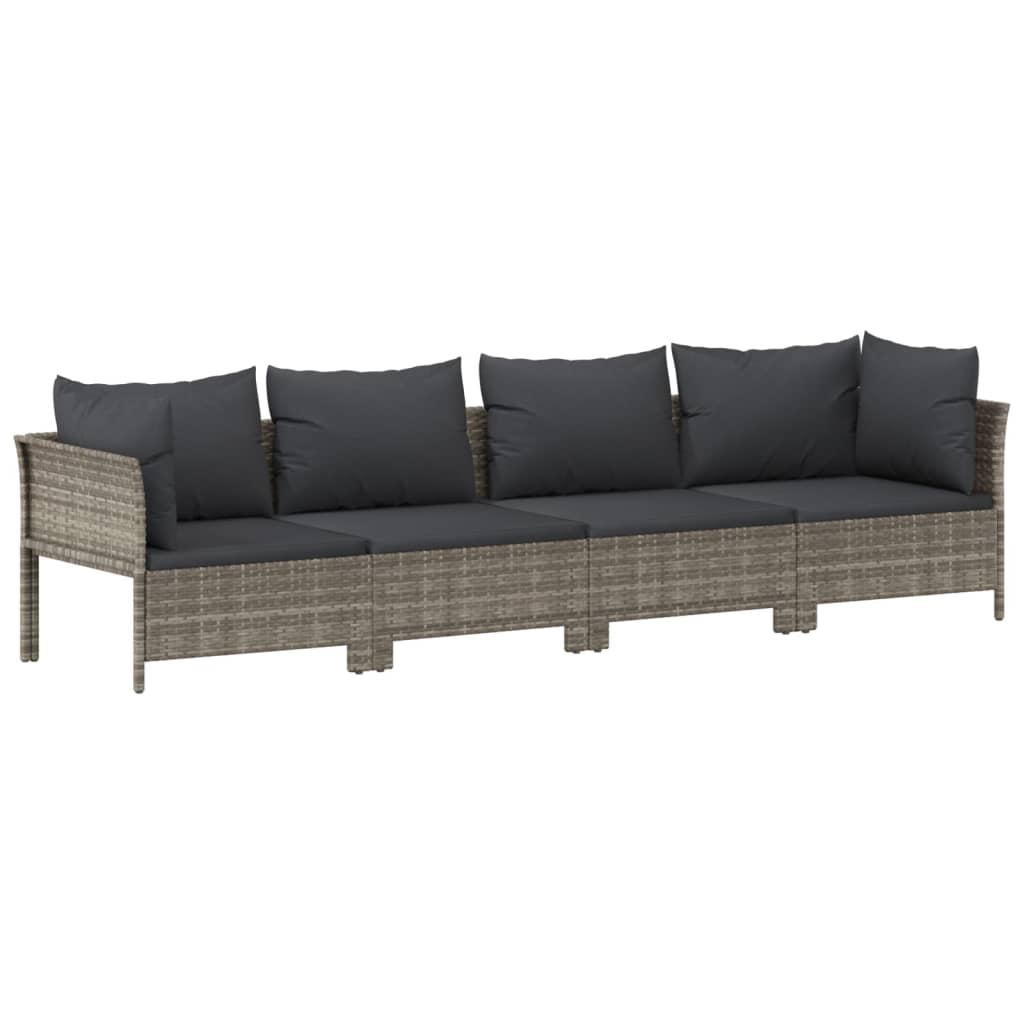loungesæt til haven 7 dele med hynder polyrattan grå