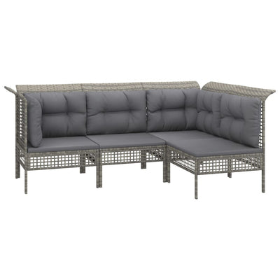 loungesæt til haven 9 dele med hynder polyrattan grå