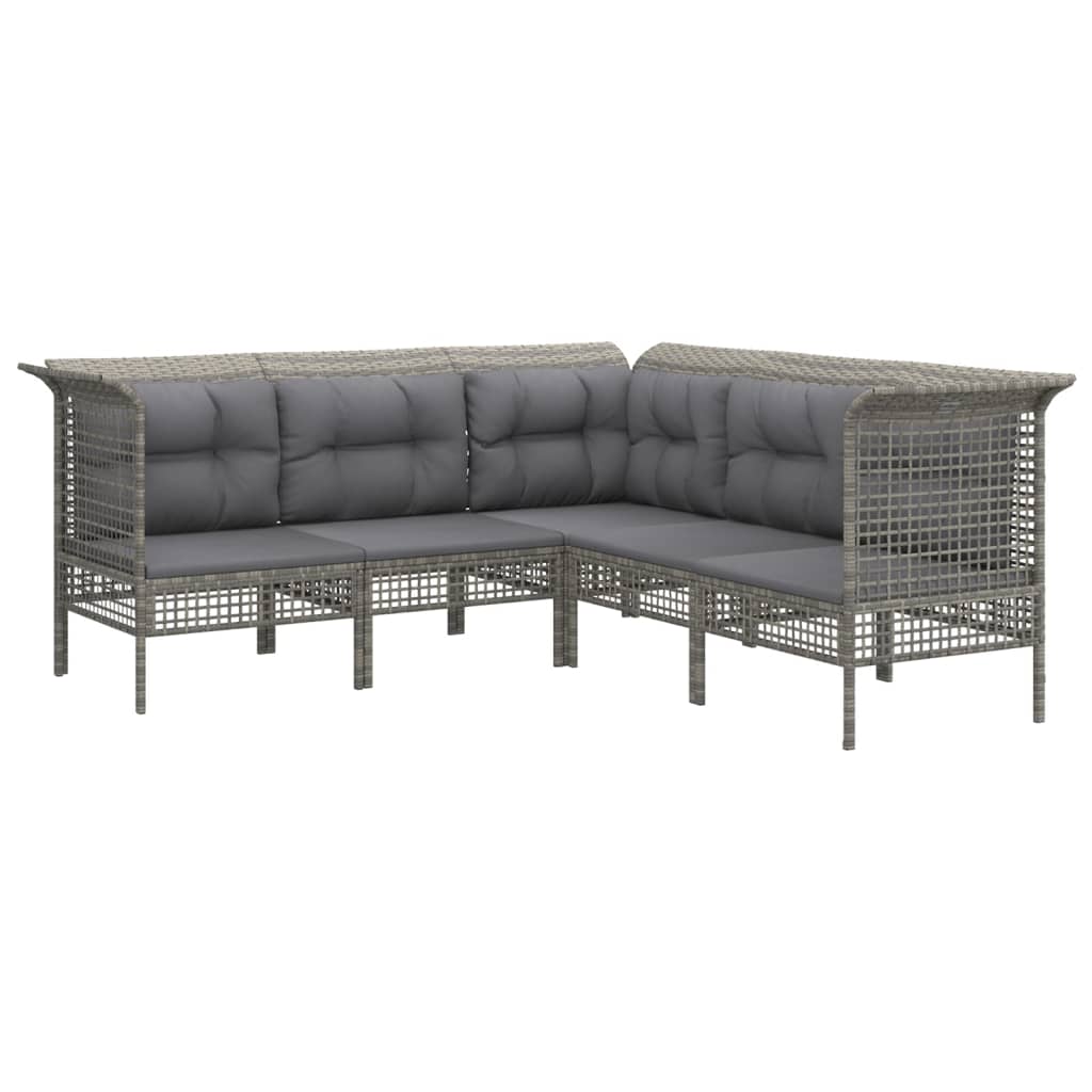 loungesæt til haven 9 dele med hynder polyrattan grå
