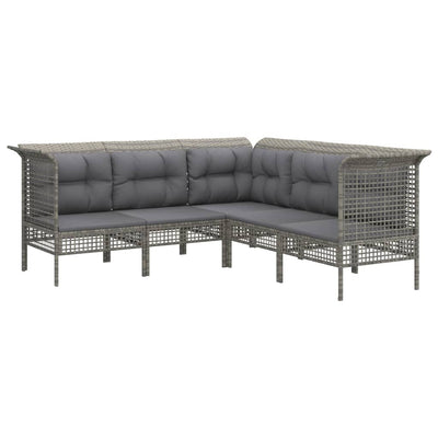 loungesæt til haven 9 dele med hynder polyrattan grå