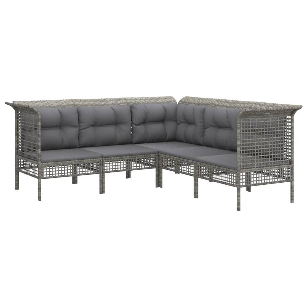 loungesæt til haven 11 dele med hynder polyrattan grå