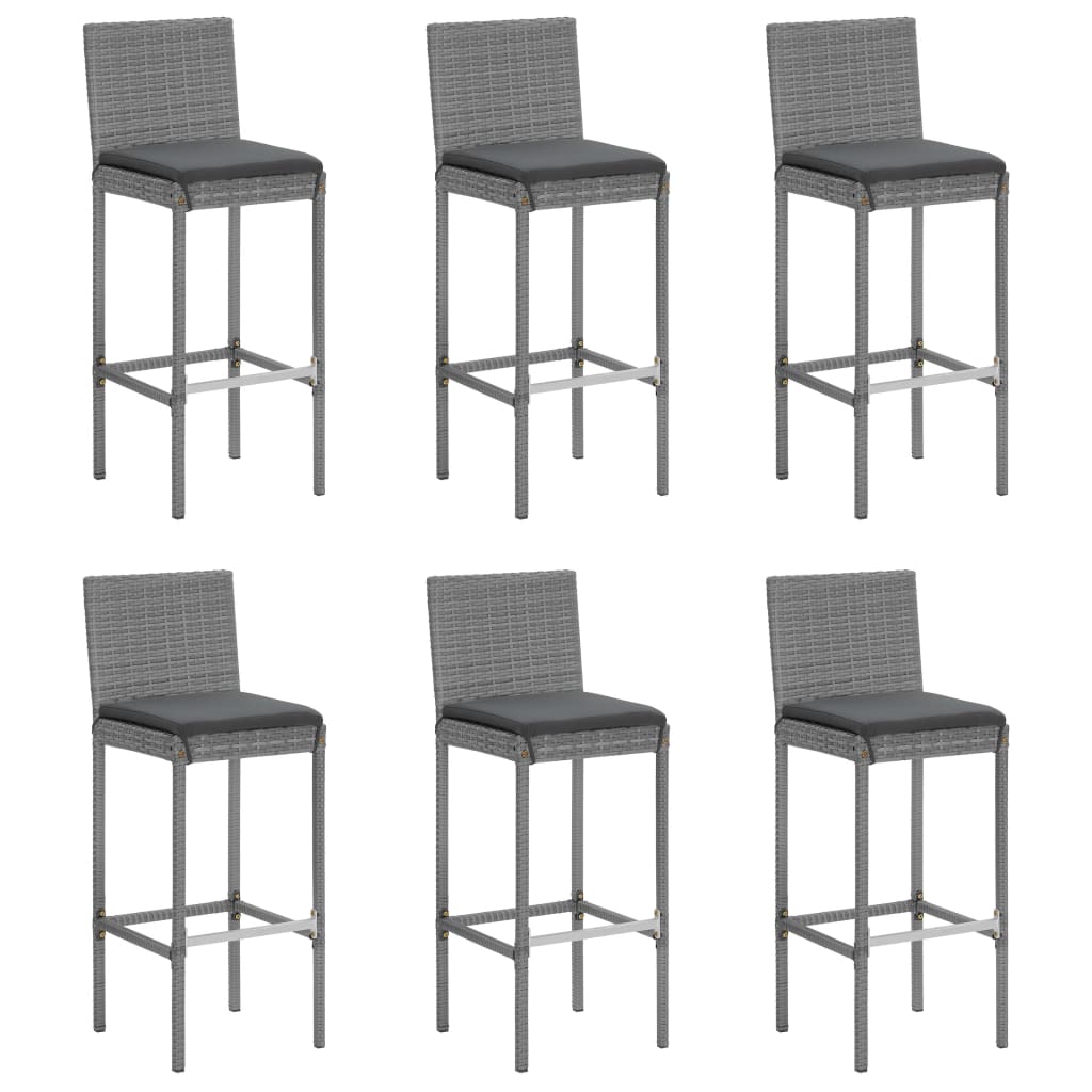 barsæt til haven 7 dele med hynder polyrattan grå