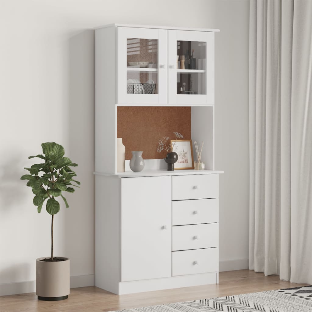 højskab ALTA 77x35x165 cm massivt fyrretræ hvid