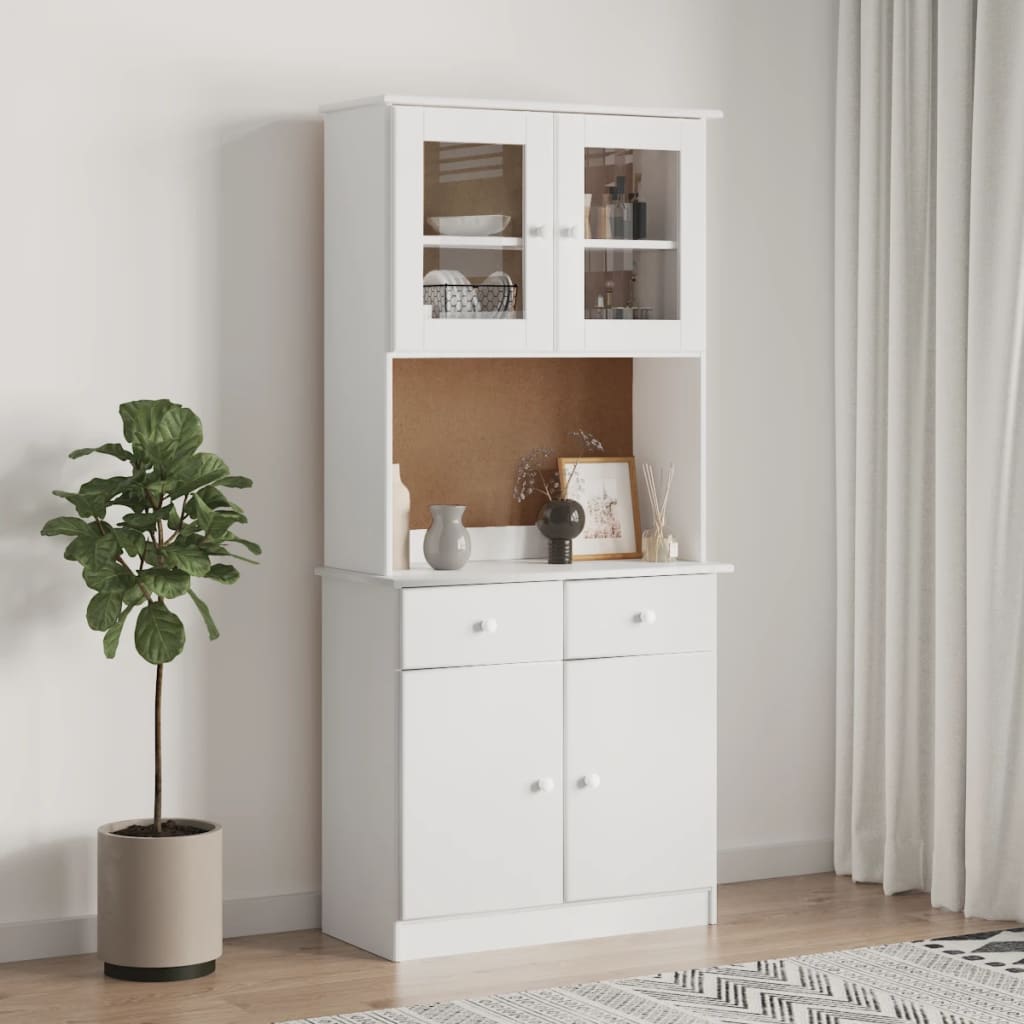 højskab ALTA 77x35x165 cm massivt fyrretræ hvid