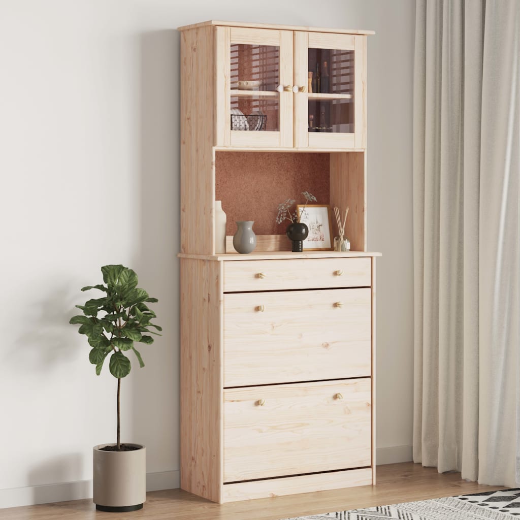 højskab ALTA 77x35x188 cm massivt fyrretræ