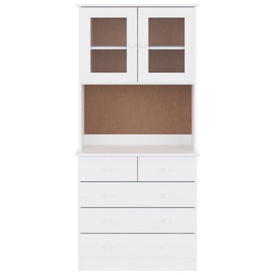 højskab ALTA 77x35x165 cm massivt fyrretræ hvid