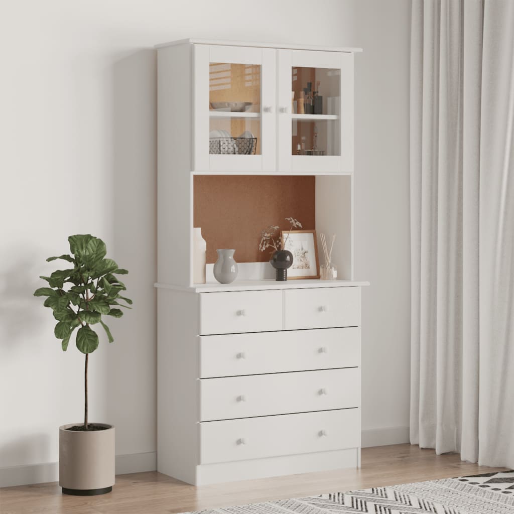 højskab ALTA 77x35x165 cm massivt fyrretræ hvid