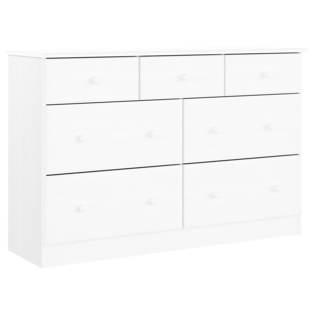 kommode ALTA 112x35x73 cm massivt fyrretræ hvid