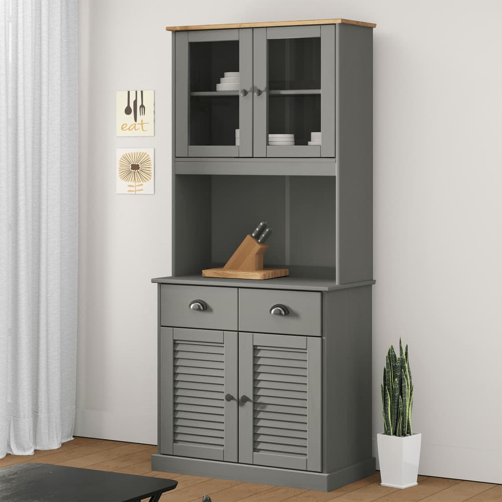 skænk VIGO 78x40x175 cm massivt fyrretræ grå