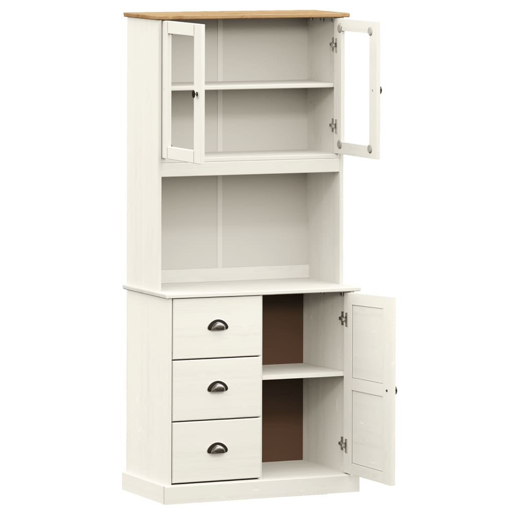 skænk VIGO 78x40x175 cm massivt fyrretræ hvid