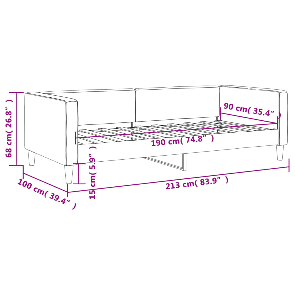 daybed 90x190 cm stof sort