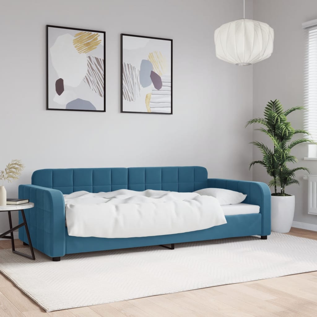 daybed 90x200 cm velour blå