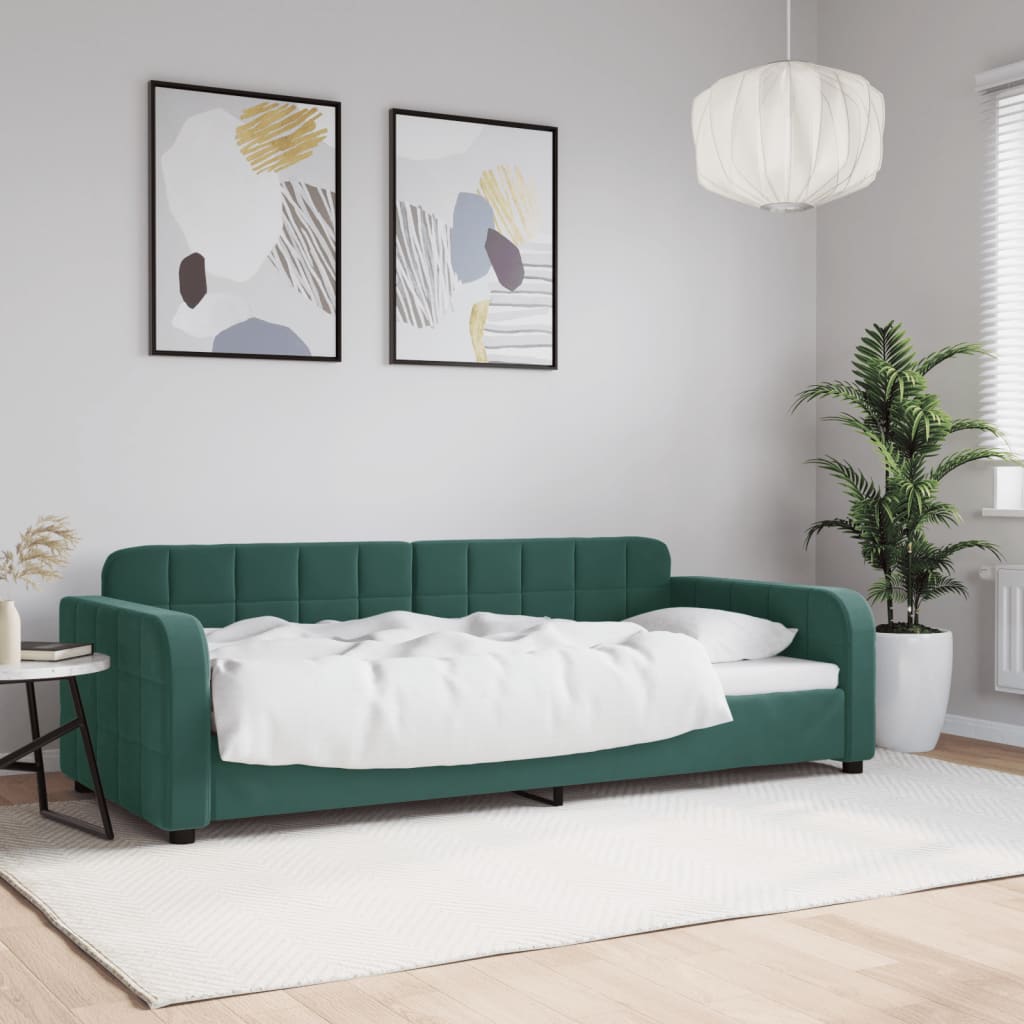 daybed 90x200 cm velour mørkegrøn