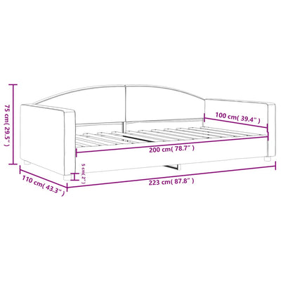 daybed 100x200 cm stof gråbrun