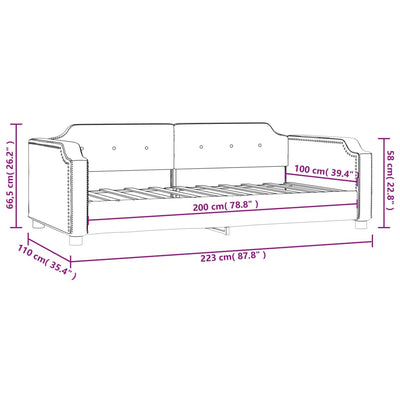 daybed 100x200 cm stof cremefarvet