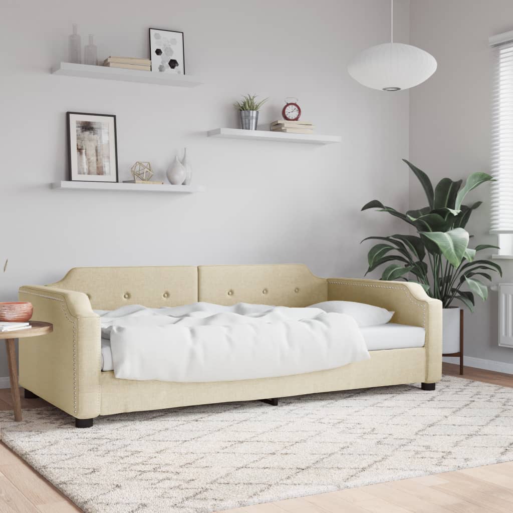 daybed 100x200 cm stof cremefarvet